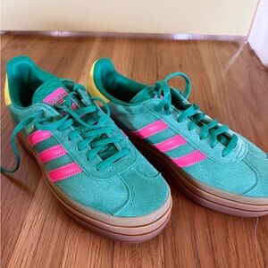 Adidas Gazelle Bold Platform Sneaker in Green and Pink